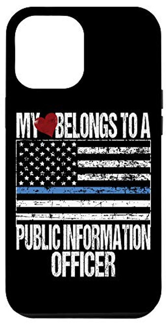 iPhone 12 Pro Max Thin Blue Line Flag - Police Information Officer Case iPhone 12 Pro Max Thin Blue Line Flag - Police Information Officer Case