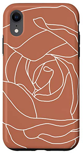 iPhone XR Rose Flower Floral Line Art Modern Boho Terracotta for Women Case
