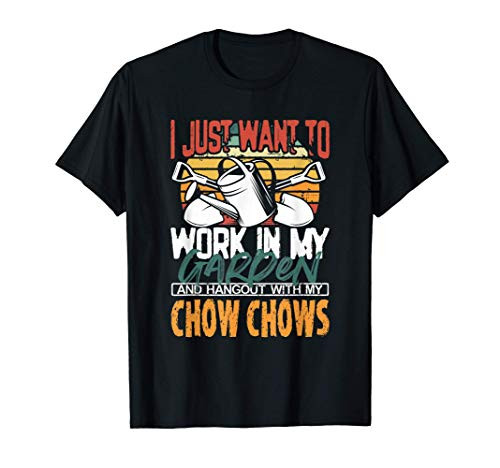 Work in my Garden Hangout with my Chow Chows Vintage Sunset T-Shirt