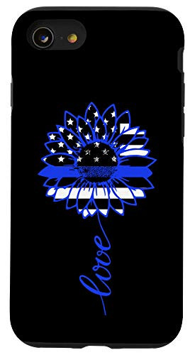 iPhone SE  2020    7   8 Thin Blue Line Flag Sunflower Love Police Officer Wife Phone Case