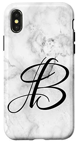 iPhone X XS First Last Name Initial Letter B on White Black Design Case