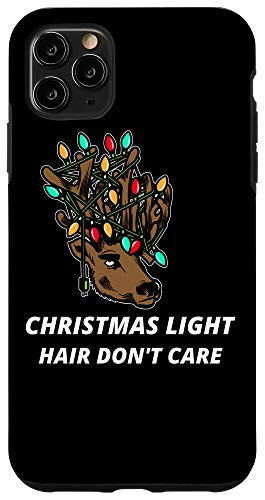 iPhone 11 Pro Max Christmas Light Hair Dont Care Funny Reindeer Case