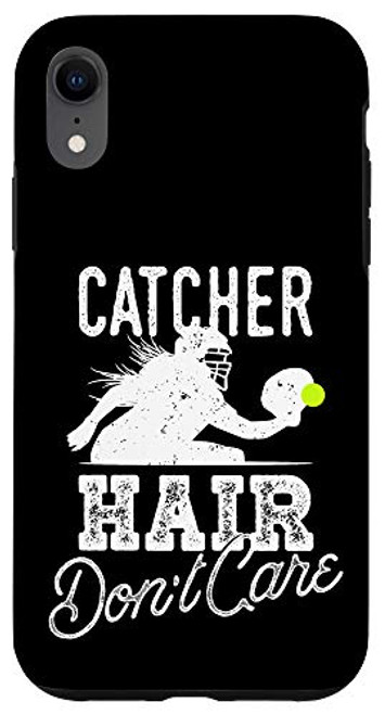iPhone XR Catcher Hair Dont Care Softball Catchers Gift Case iPhone XR Catcher Hair Dont Care Softball Catchers Gift Case