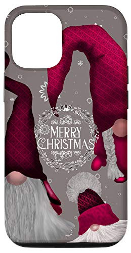 iPhone 12 12 Pro Three Garden Gnomes Merry Christmas Case