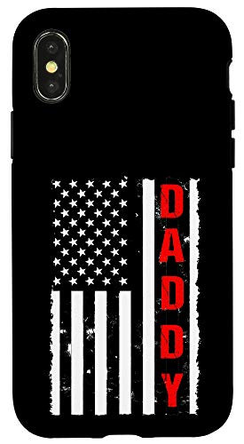 iPhone X XS Daddy USA Flag Firefighter Thin Red Line Fireman Dad Gift Case