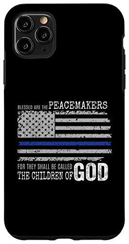 iPhone 11 Pro Max Support Police Thin Blue Line Distressed Flag Bible Verse Case