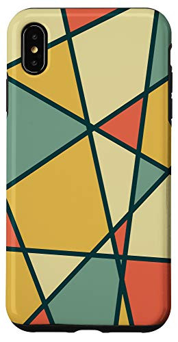 iPhone XS Max geometrical shapes abstract art line retro vintage colors Case