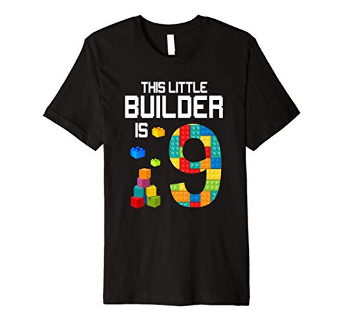 9 Year Old Building Blocks 9th Birthday Gift Kids Boys Premium T-Shirt