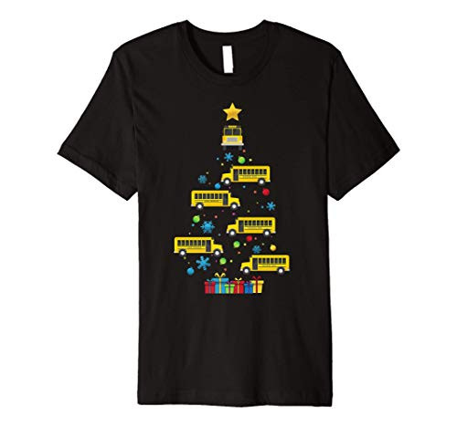 Christmas School Bus Tree Funny Bus Driver Graphic Gift Cute Premium T-Shirt