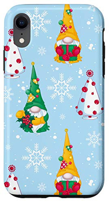 iPhone XR Garden Gnome Merry Christmas Snowflake Pattern Phone Case