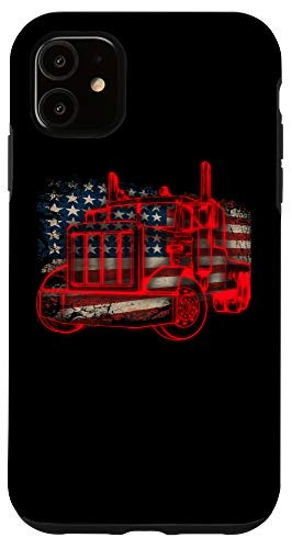 iPhone 11 Truck Driver American Flag Trucker Gift Semi Truck Case