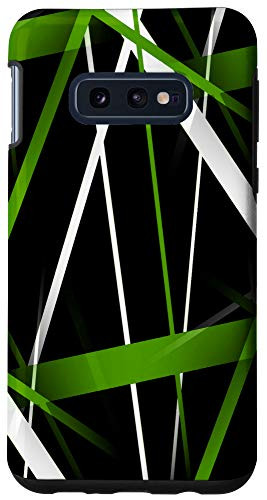 Galaxy S10e Seamless Abstract Green and White Lines On Black Pattern Case