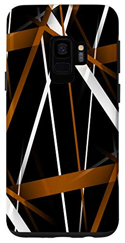 Galaxy S9 Seamless Abstract Sienna and White Lines On Black Pattern Case