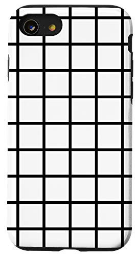 iPhone SE  2020    7   8 Grid Black White Lines Simple Design Gift for Women Men Girl Case