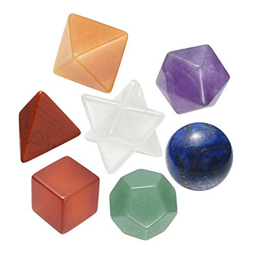 PESOENTH 7 Chakra Healing Crystals Platonic Solids Sacred Geometry Set Nautral Tumbled Gemstones Kit with Merkaba Star for Meditation Healing Balancing Reiki Charged Crystal Grids Decoration