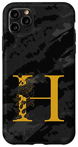 iPhone 11 Pro Max Monogram Letter Initial H Black Case