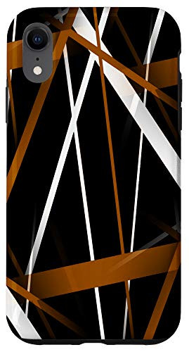 iPhone XR Seamless Abstract Sienna and White Lines On Black Pattern Case