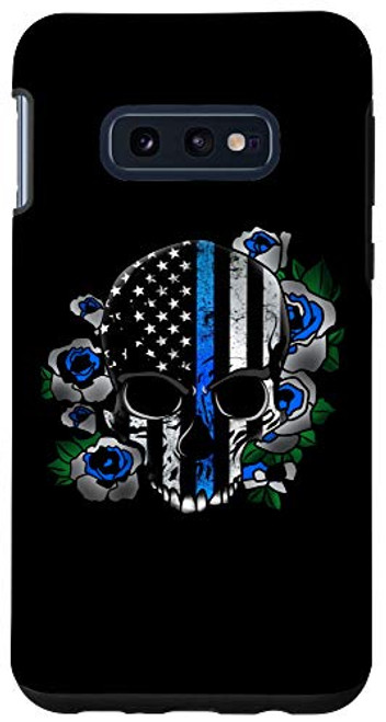 Galaxy S10e Thin Blue Line Gifts With Skull Roses Police Officer Men Case Galaxy S10e Thin Blue Line Gifts With Skull Roses Police Officer Men Case