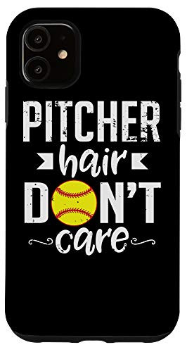 iPhone 11 Pitcher Hair Dont Care Cute Softball Team Sports Case