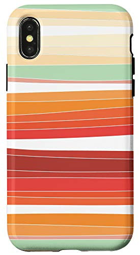 iPhone X XS Retro Lines Stripes Pattern Pastel Mint Green Orange Case
