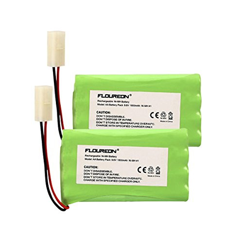 FLOUREON 9.6V 1800mAh 8 Cell Ni-MH Rechargeable Replacement RC Battery Pack with Tamiya Connector for RC Cars Boat Robot Security(2 PCs)