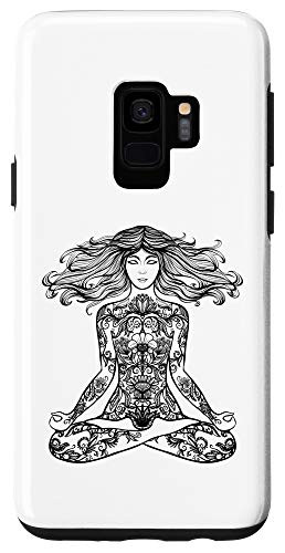 Galaxy S9 Line art Yoga Mandala Case