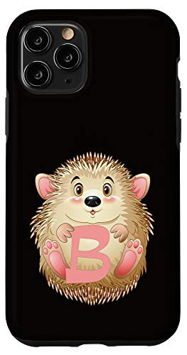 iPhone 11 Pro Initial B Hedgehog Letter Monogram Pink Case