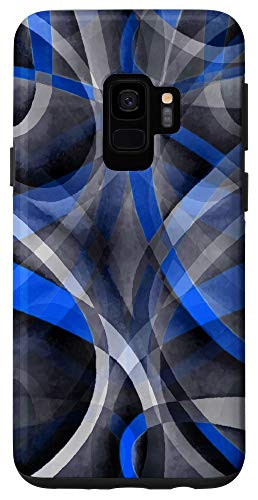 Galaxy S9 Eighties Themed Cool Blue Curved Line Pattern Case