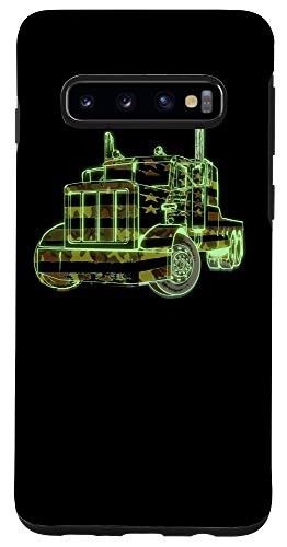 Galaxy S10 Trucker Camouflage American Flag Truck Driver Gift Case