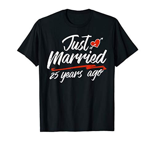 Wedding Anniversary Couple Gift Just Married 25 Years Ago T-Shirt