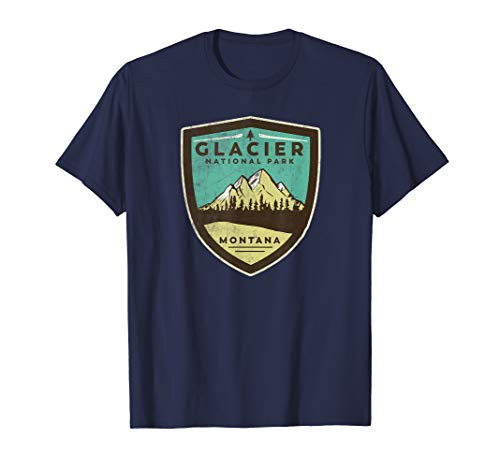 Retro Glacier National Park Montana Mountains Vintage Badge T-Shirt