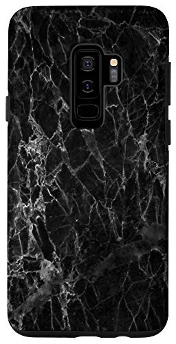 Galaxy S9plus  Marbled Black Gray Scattered Lines Abstract Modern Black Case