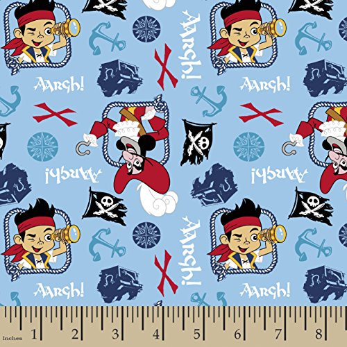 Springs Creative Products Group Disney Jake Treasure Quest Flannel, 42 by 43-Inch, Blue