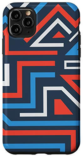 iPhone 11 Pro Max Red White Blue Abstract Lines Geometric Pattern American Case
