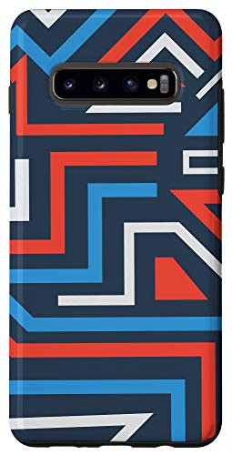 Galaxy S10plus  Red White Blue Abstract Lines Geometric Pattern American Case