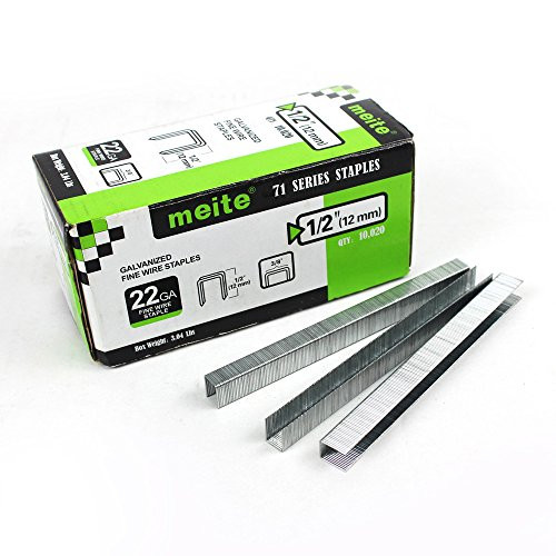 meite 22G71S12 22 Gauge 3/8-Inch Crown or C-Crown 1/2-Inch Leg Length Galvanized Fine Wire Staples Upholstery Staples (10020pcs/Box)