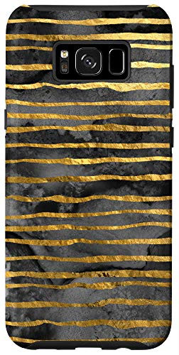 Galaxy S8plus  Black and Yellow Striped Lines Abstract Trendy Glam Stripe Case