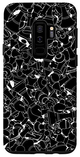 Galaxy S9plus  Chess Player Piece Abstract Cartoon Line Art Pattern Black Case