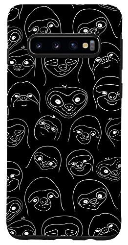 Galaxy S10 Sloth Line Art Sketch Black Case