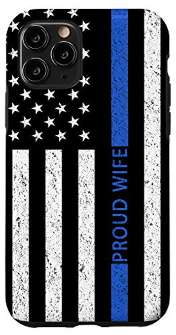 iPhone 11 Pro Proud Wife Police Officer Cop Thin Blue Line US Flag Case