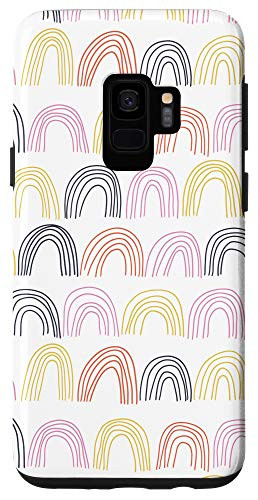 Galaxy S9 Modern Boho Aesthetic Line Art Yellow Purple Red Rainbow Case