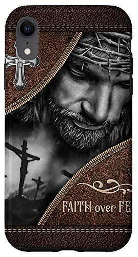iPhone XR God faith Leather PC over fear awareness Jesus Hippie Metal Case
