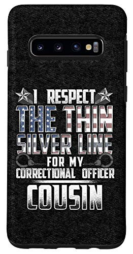 Galaxy S10 Cousin Thin Silver Line Correctional Officer Case