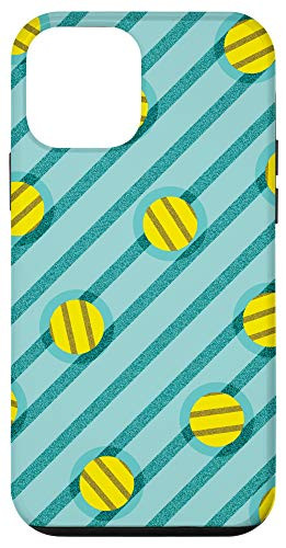 iPhone 12 mini Teal Mint-Green Lines Yellow Dot Pattern Case