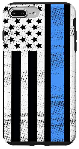 iPhone 7 Plus 8 Plus USA Flag Thin blue Line US Flag Police Officer Birthday Gift Case