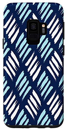 Galaxy S9 White and Blue Line Pattern Case