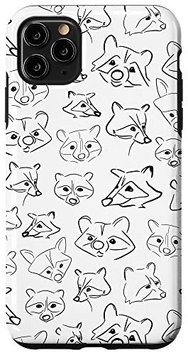 iPhone 11 Pro Max Raccoon Line Art Sketch White Case