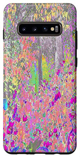 Galaxy S10plus  Abstract Garden Sunrise Watercolor with Trippy Flowers Case