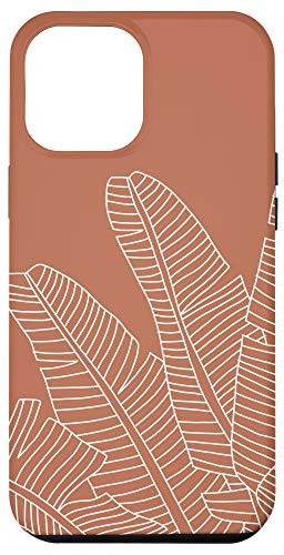 iPhone 12 Pro Max Banana Leaves Botanical Tropical Plant Line Art Terracotta Case