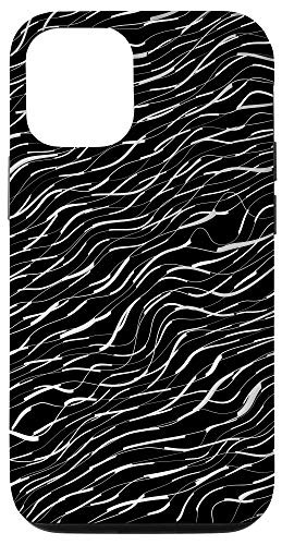 iPhone 12 12 Pro Wavy Lines Black and White Case